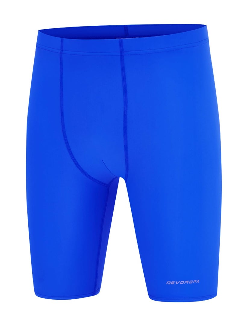 DEVOROPA Boys' Swim Jammers Youth Competitive Swim Team Suit Quick Dry Athletic Swimming Shorts UPF 50+ Blue M - Image 1